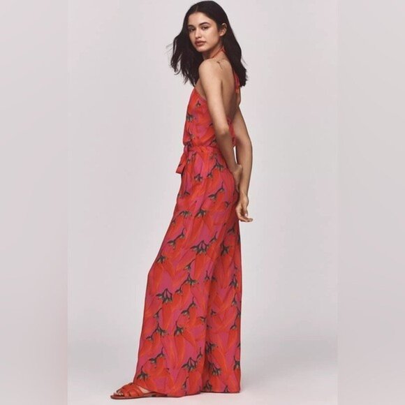 NWT Size SP - Farm Rio x Anthropologie Halter Jumpsuit (NWT USD 178) - Picture 3 of 14